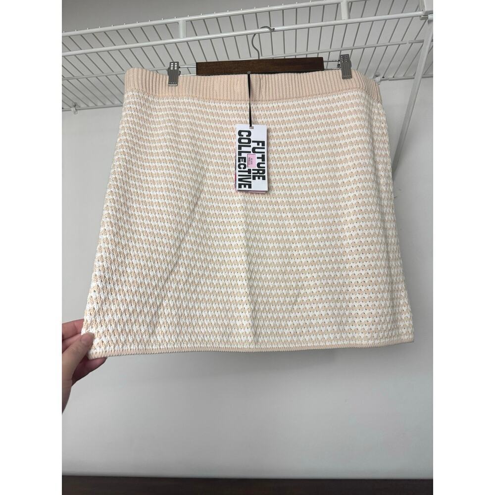 Future Collective Collab Cream/White Crochet Mini Skirt Checkered XXL, NWT - Picture 4 of 12